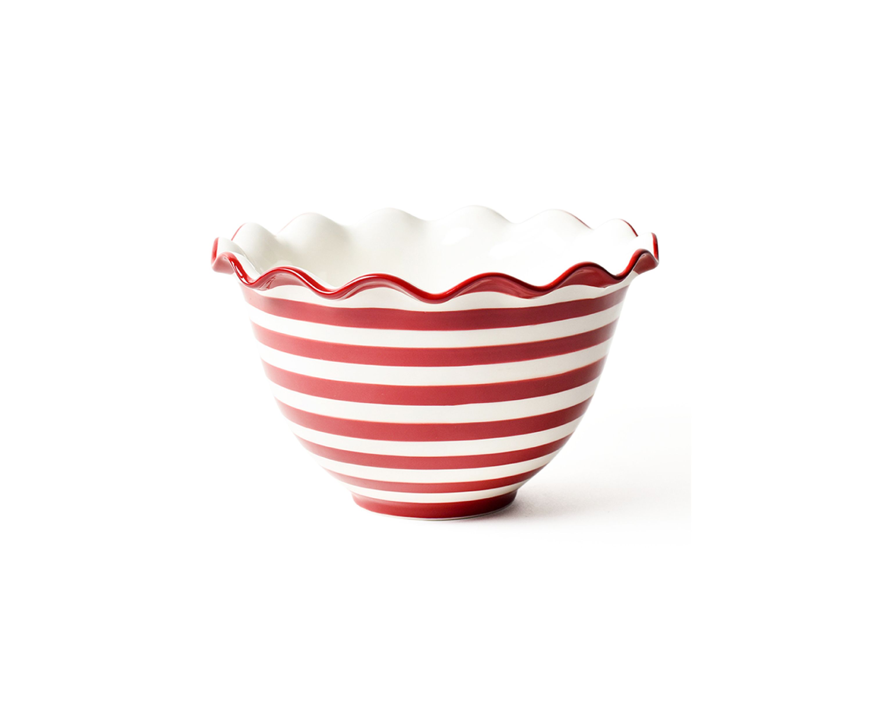 Red Stripe Ruffle Small Bowl