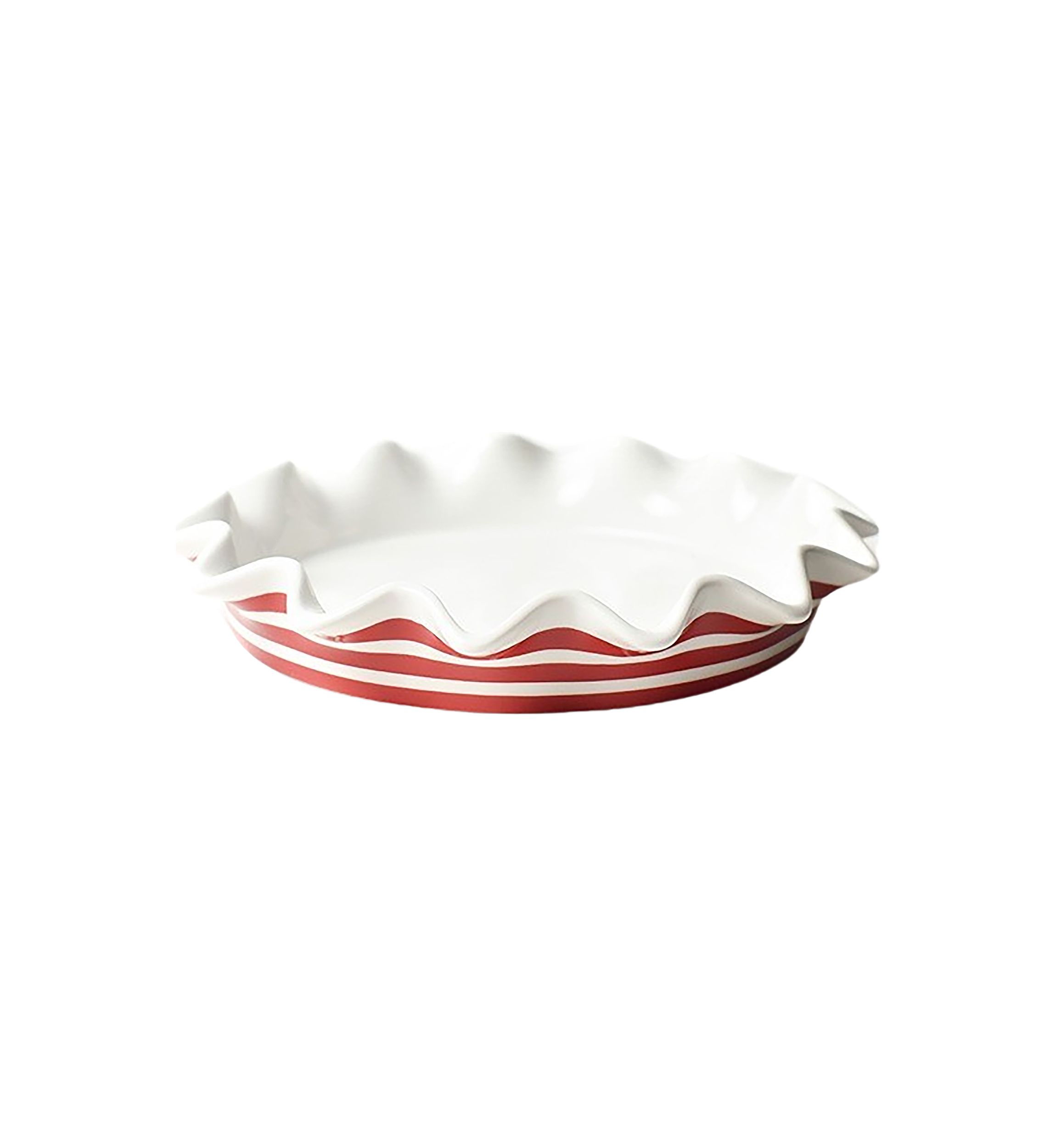 Red Stripe 8" Ruffle Pie Dish