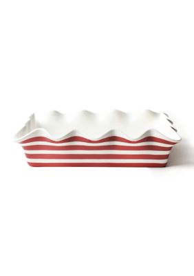 Red Stripe 13" Ruffle Casserole Dish