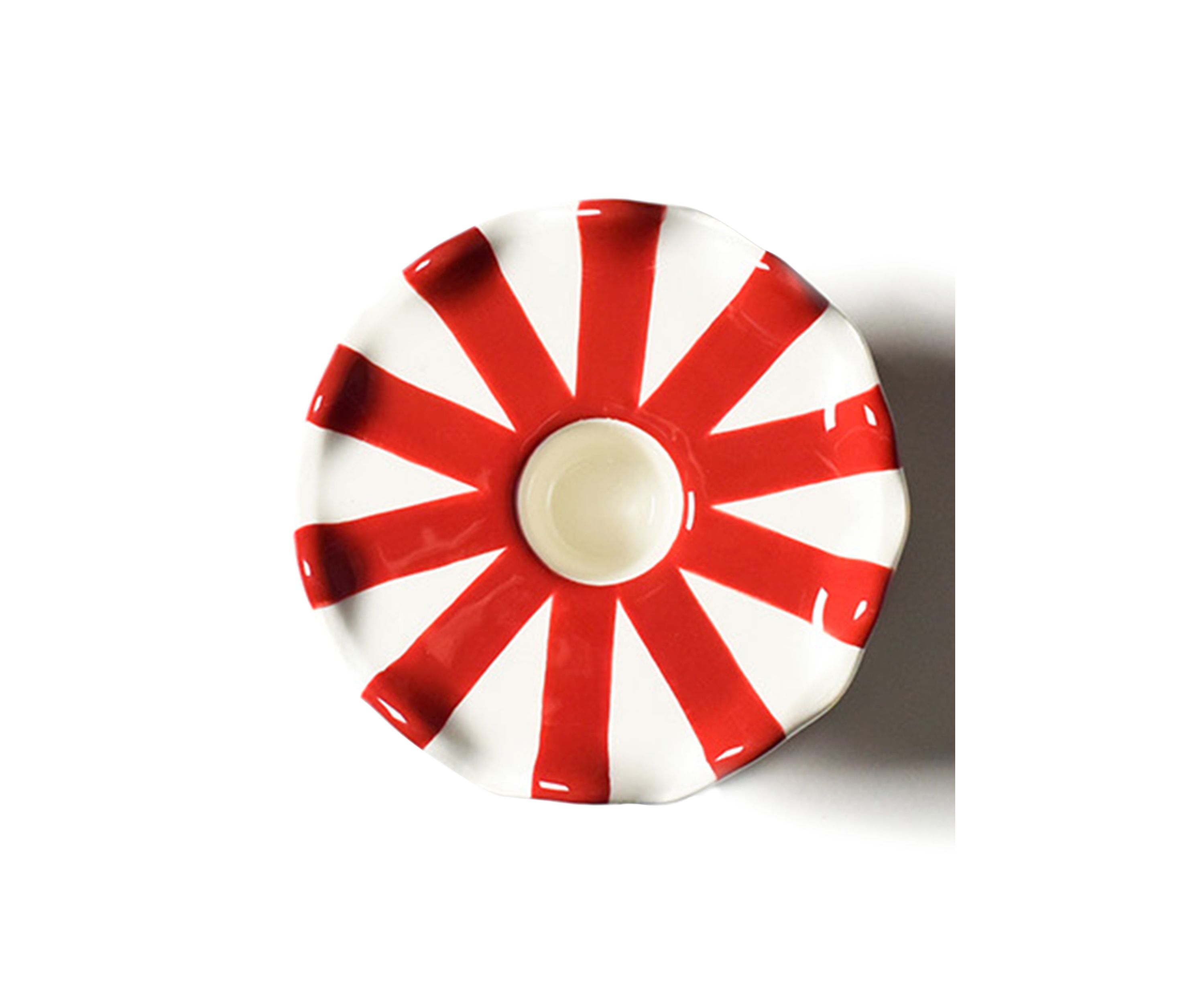 Red Stripe Small Ruffle Knob Candle Holder