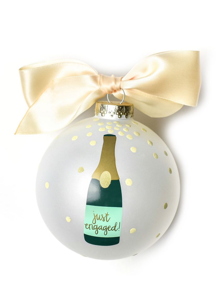 Just Engaged Champagne Pop Glass Ornament