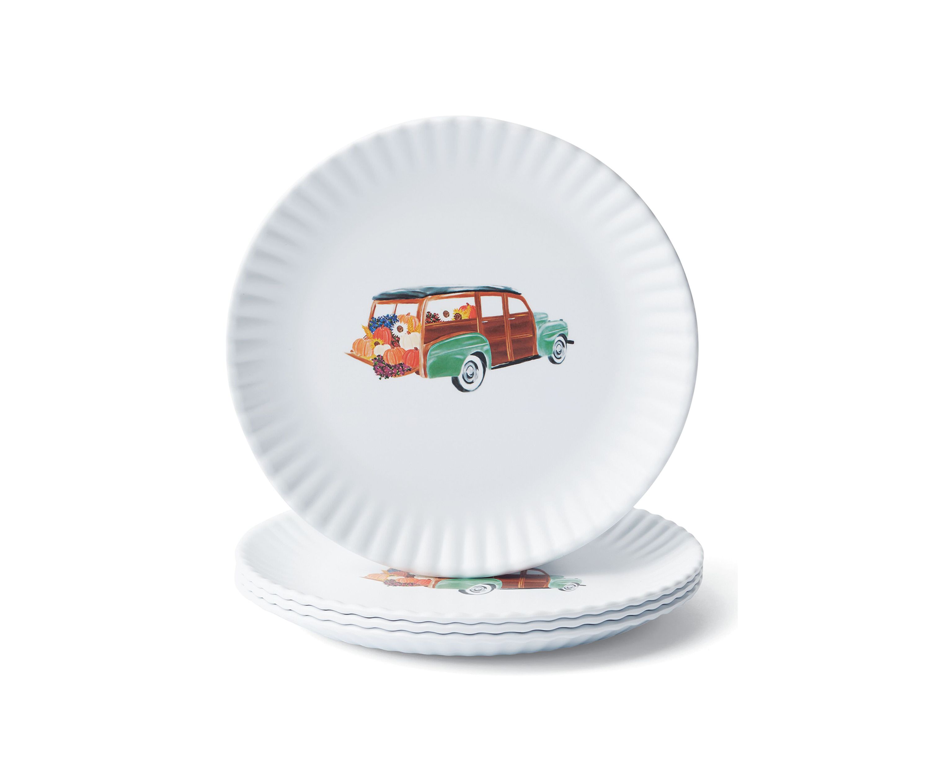 4 Piece Wagon Harvest Salad Plate Set