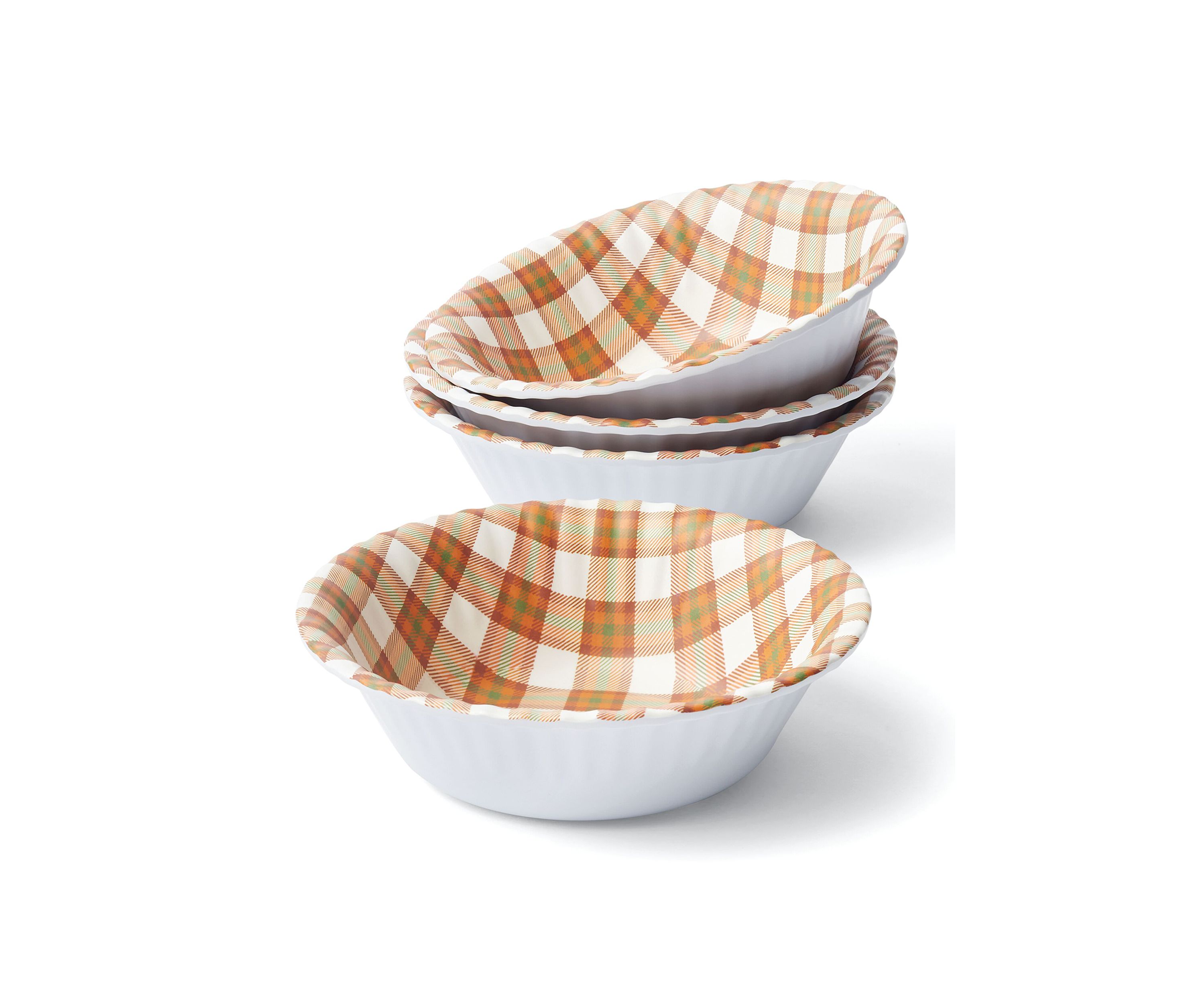 4 Piece Plaid Harvest Bowl Set