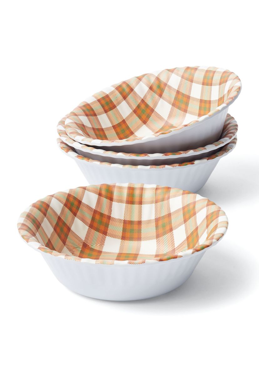 4 Piece Plaid Harvest Bowl Set