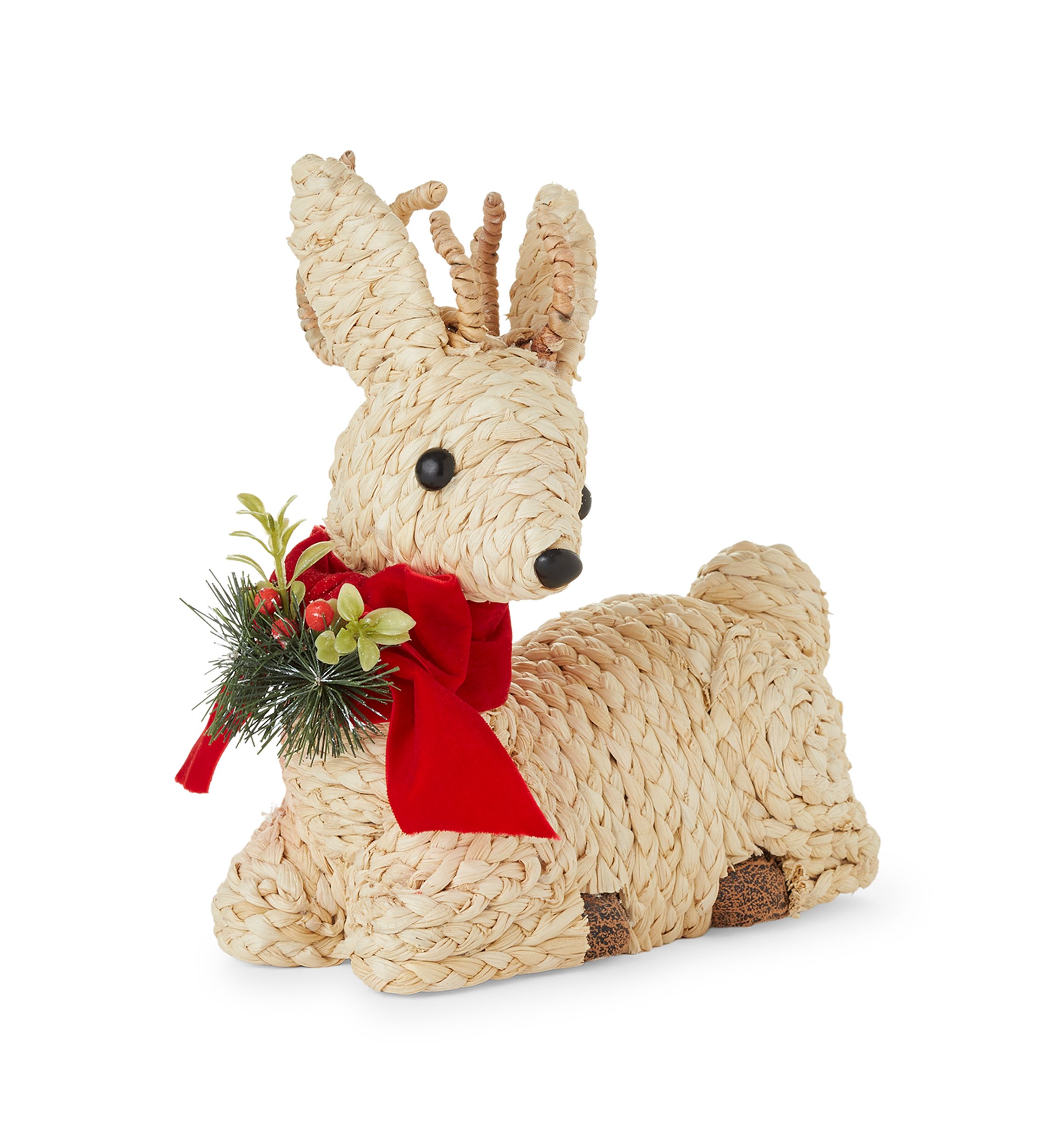 Natural Woven Sitting Deer