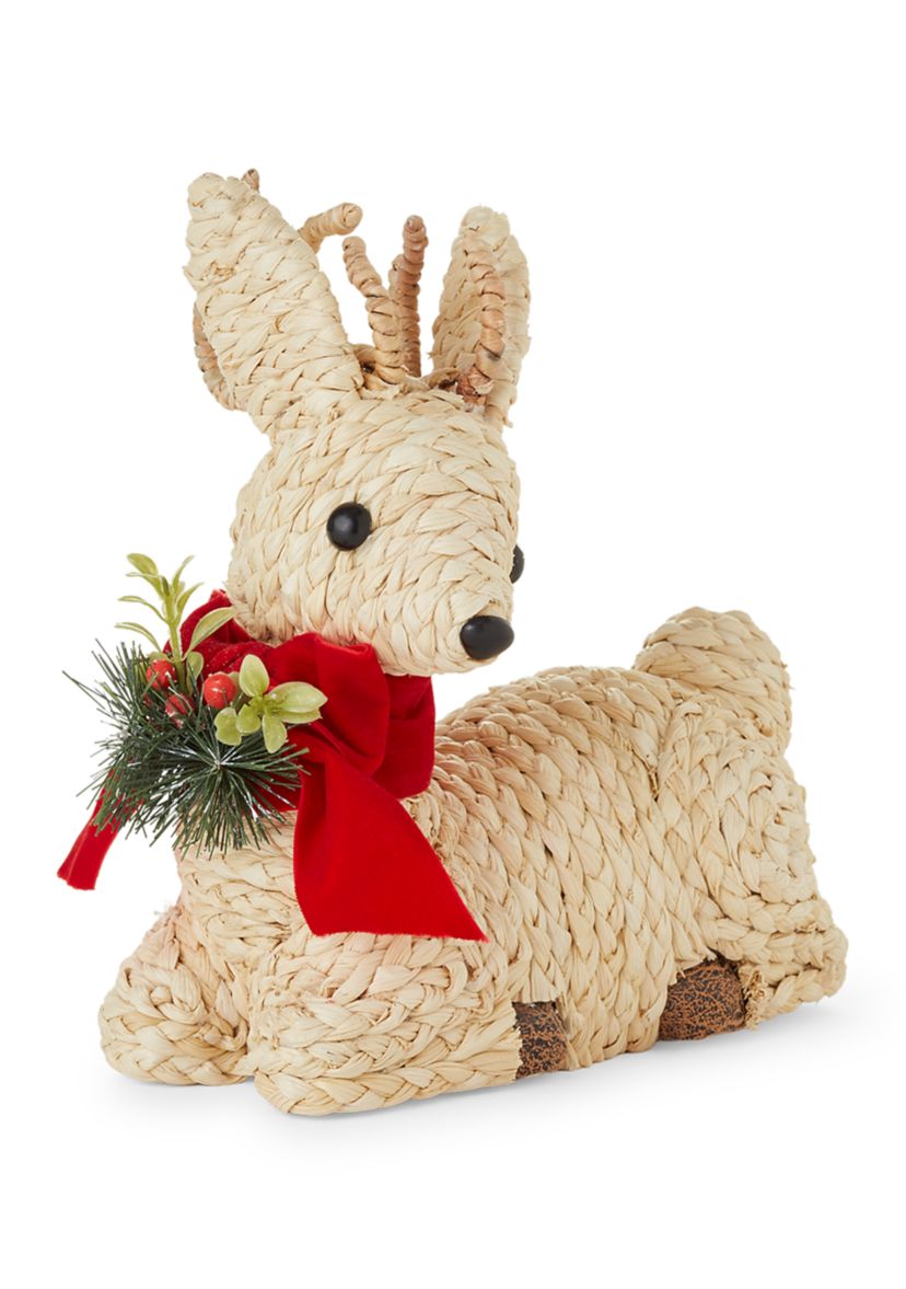 Natural Woven Sitting Deer