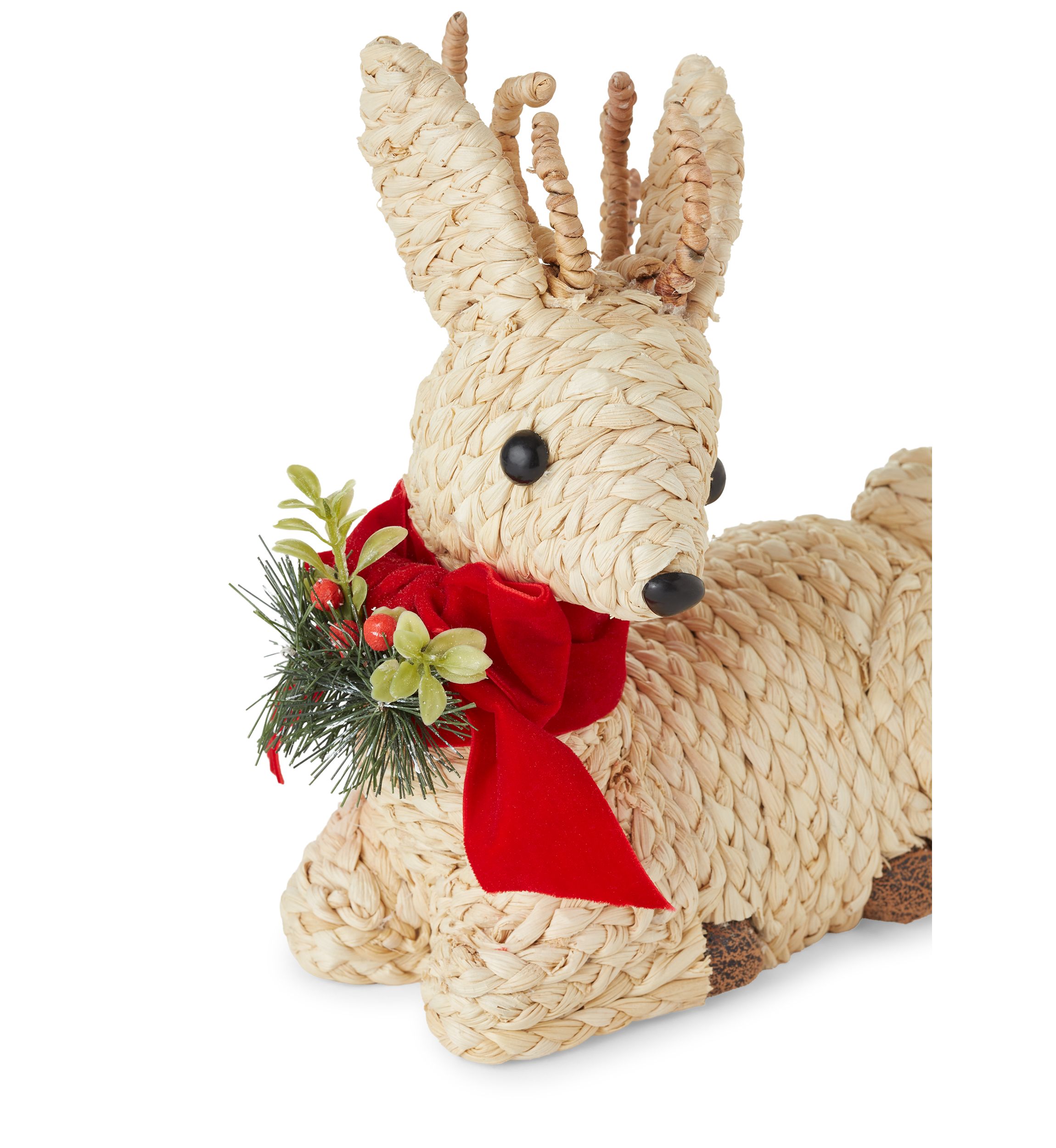 Natural Woven Sitting Deer