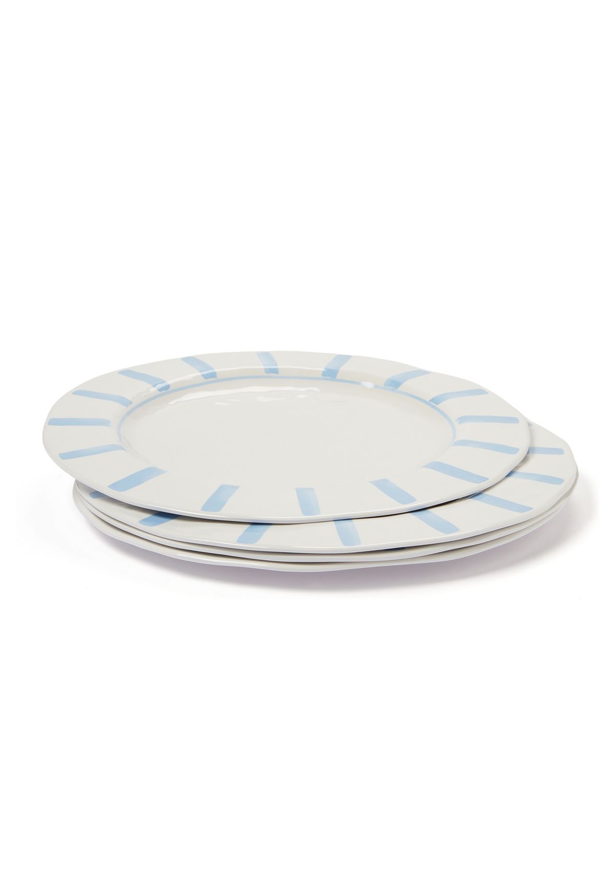 Set of 4 Striped Melamine Dinner Plates