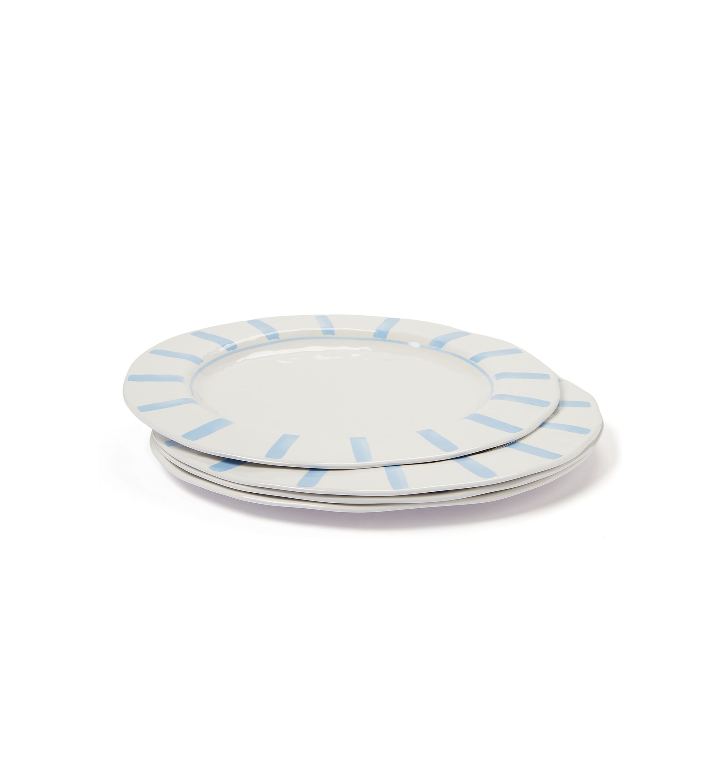 Set of 4 Striped Melamine Dinner Plates