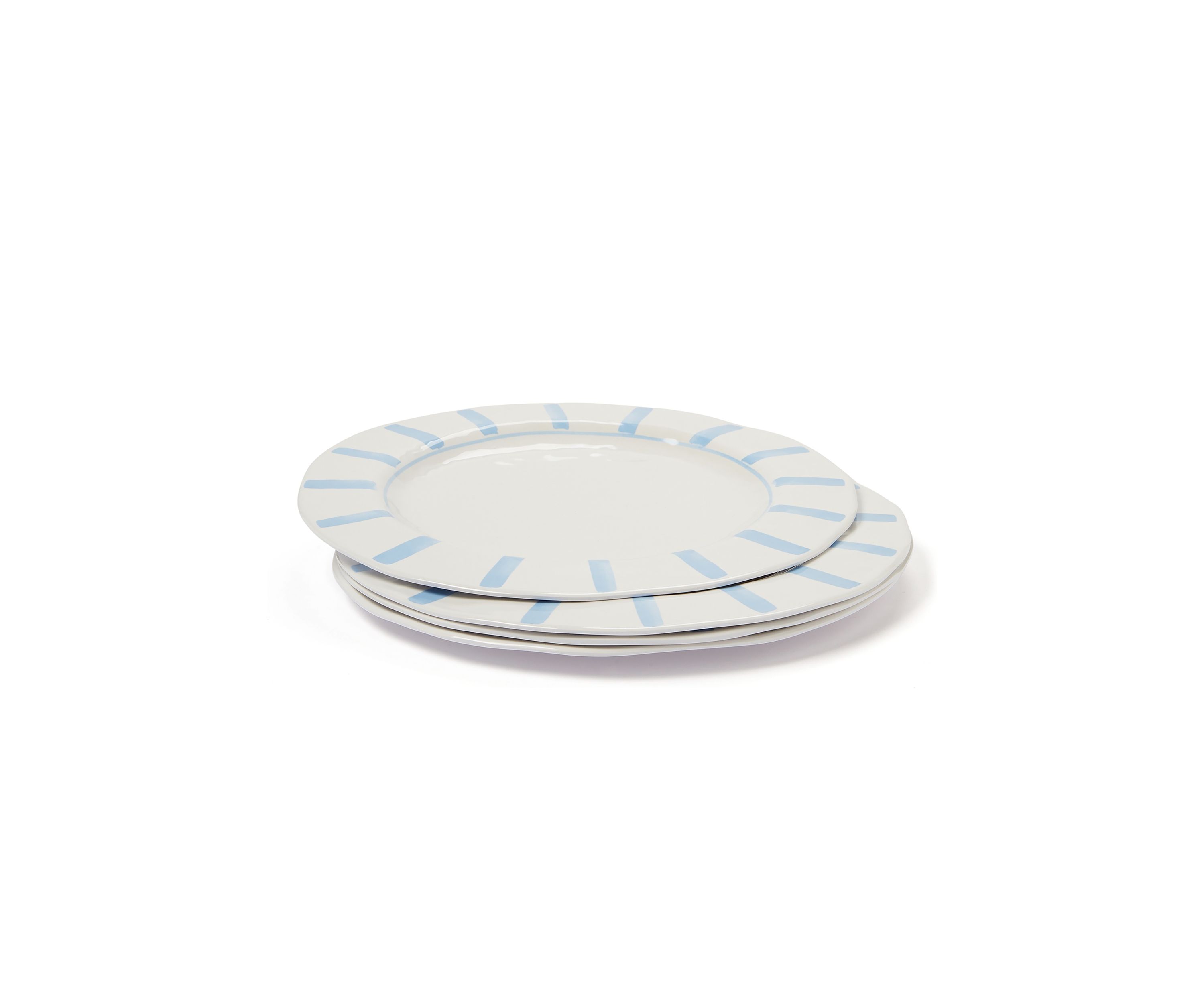 Set of 4 Striped Melamine Dinner Plates