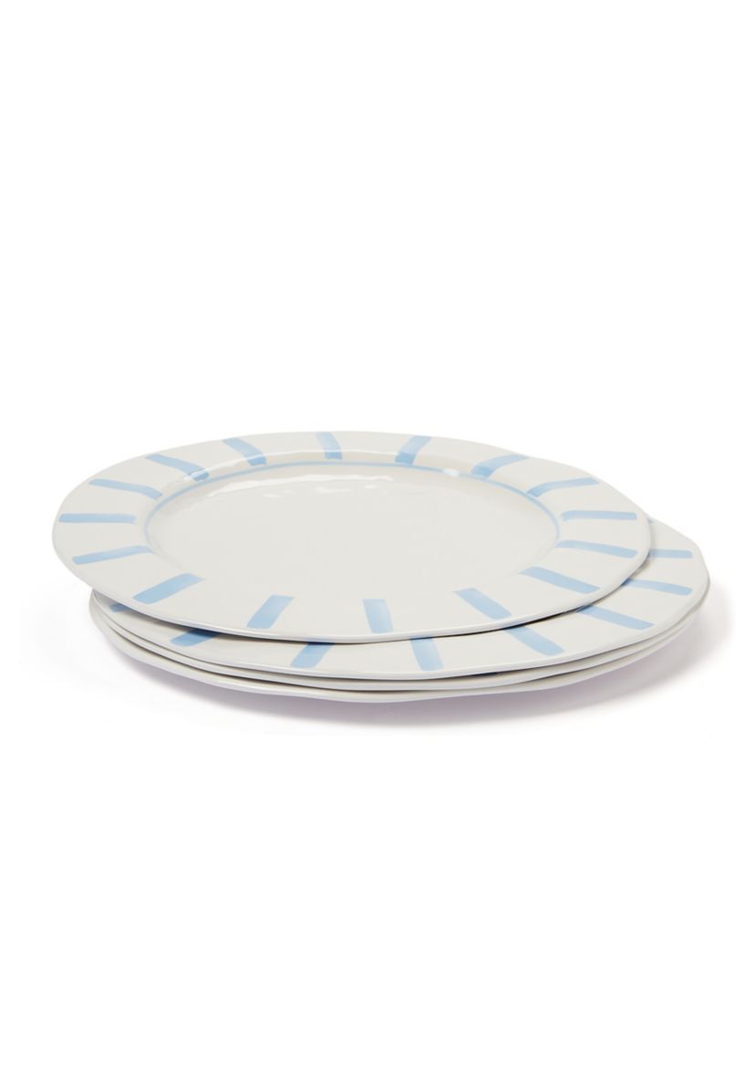 Set of 4 Striped Melamine Dinner Plates