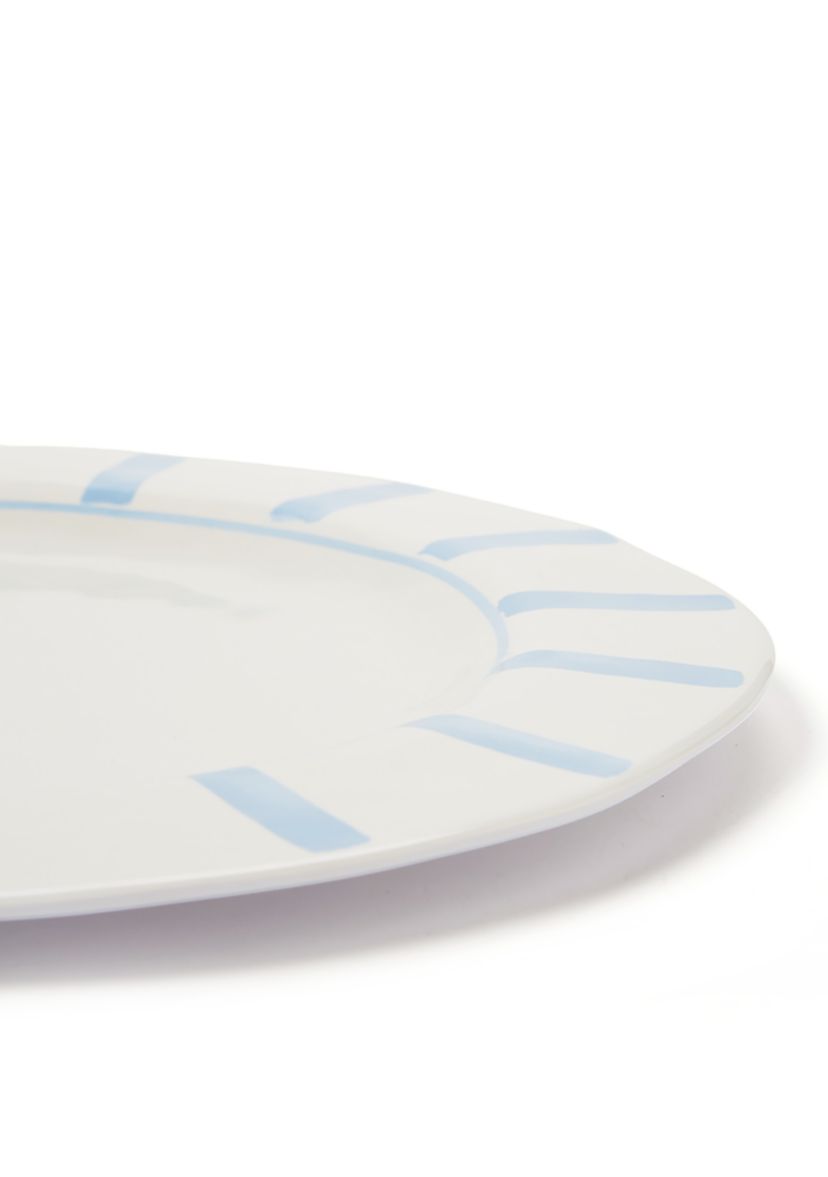 Set of 4 Striped Melamine Dinner Plates