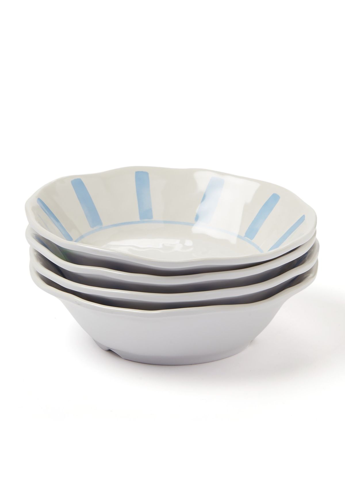 Set of 4 Striped Melamine Salad Bowls