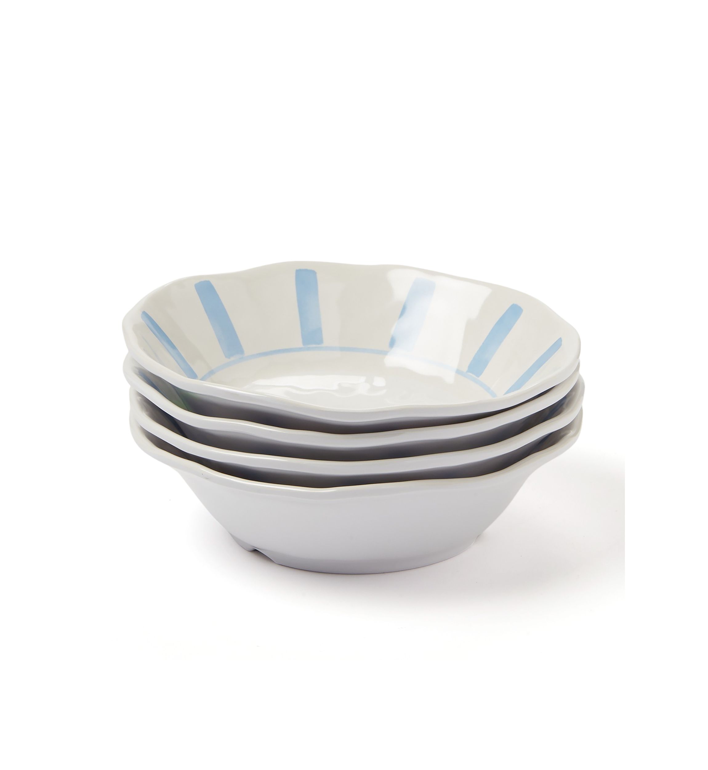 Set of 4 Striped Melamine Salad Bowls