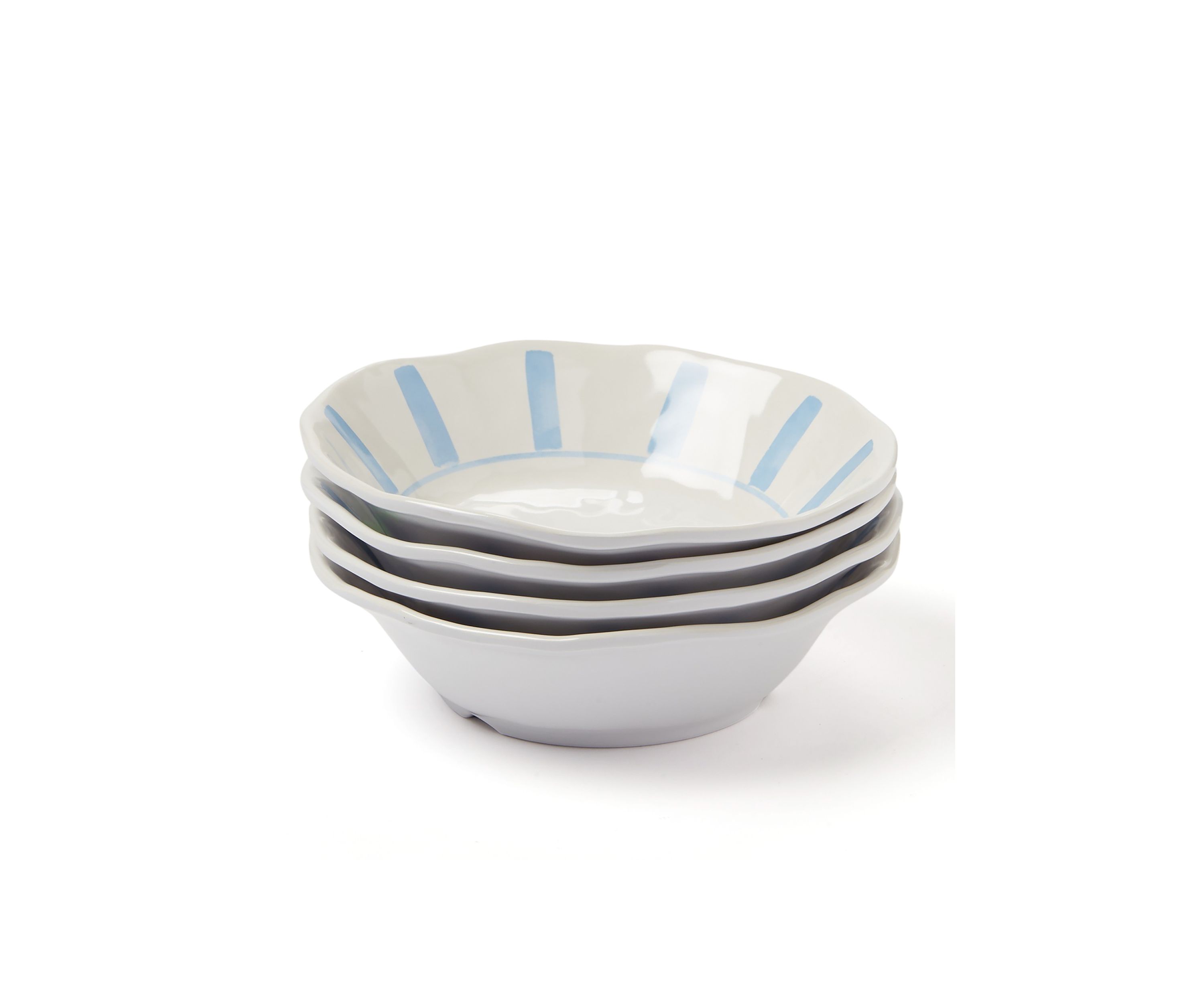 Set of 4 Striped Melamine Salad Bowls