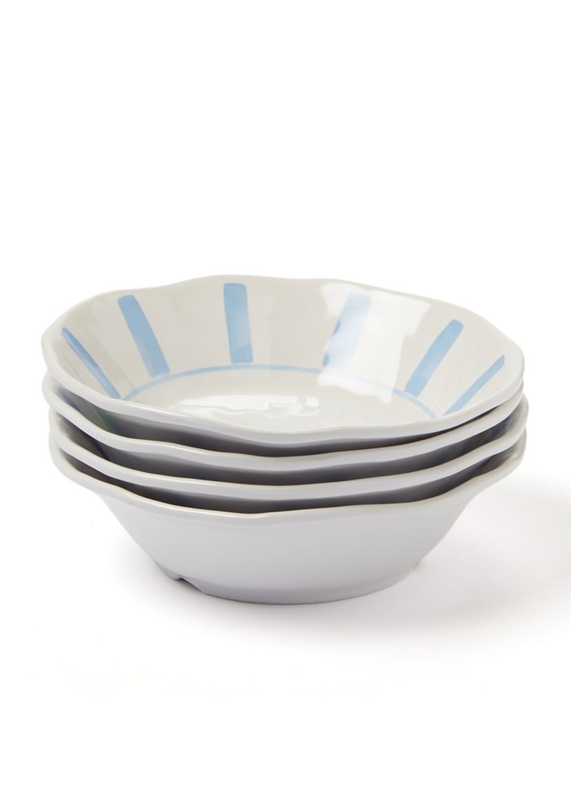 Set of 4 Striped Melamine Salad Bowls