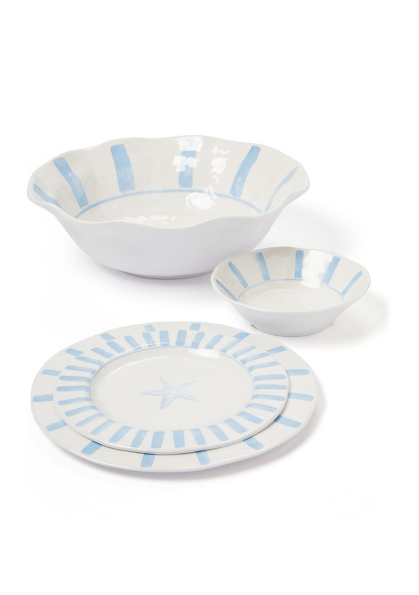 Set of 4 Striped Melamine Salad Bowls