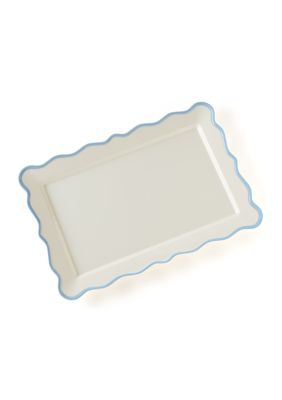 Crown & Ivy™ Blue Trim Ruffled Rectangular Serving Platter