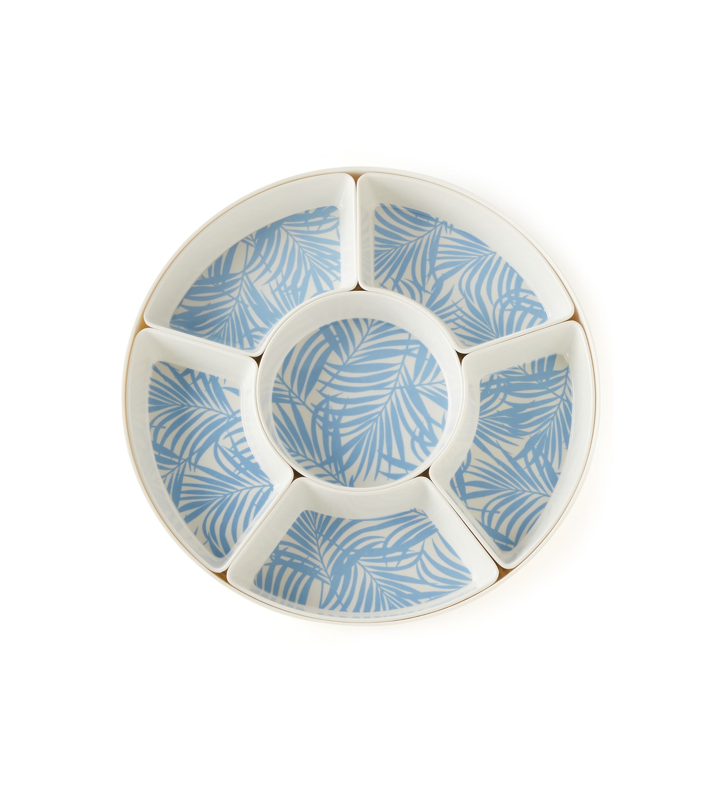 Blue Palm Printed Chip & Dip Serving Set