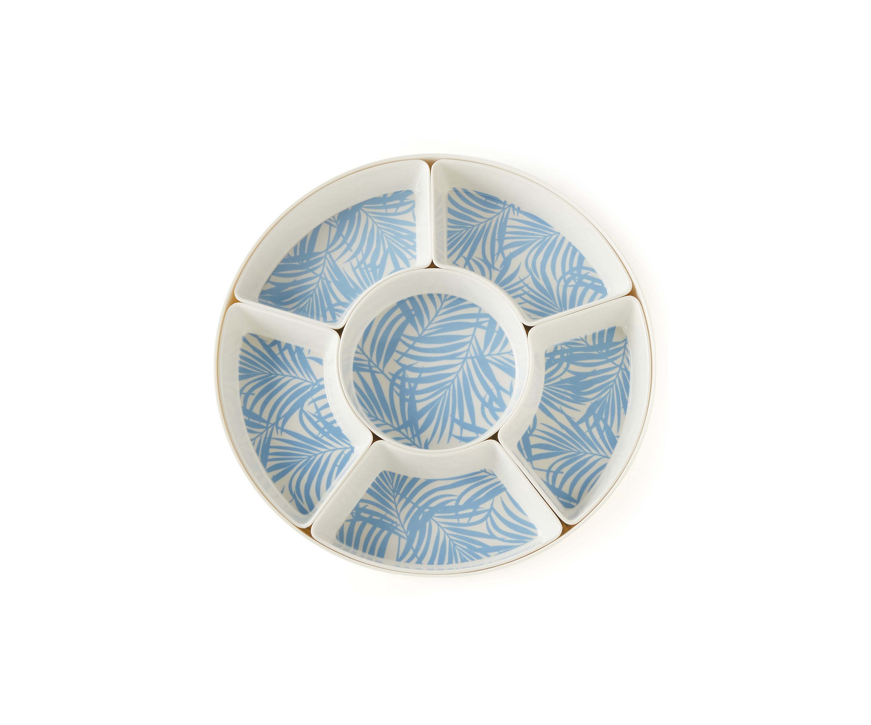 Blue Palm Printed Chip & Dip Serving Set