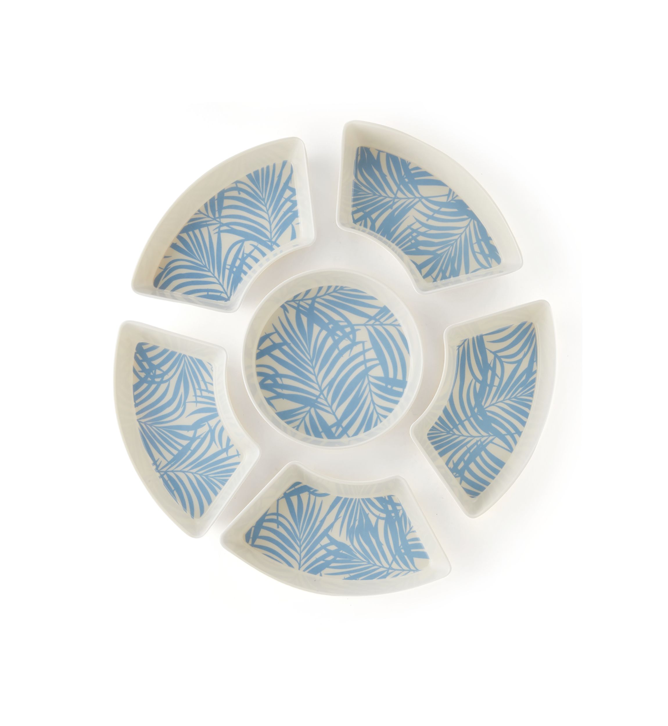 Blue Palm Printed Chip & Dip Serving Set