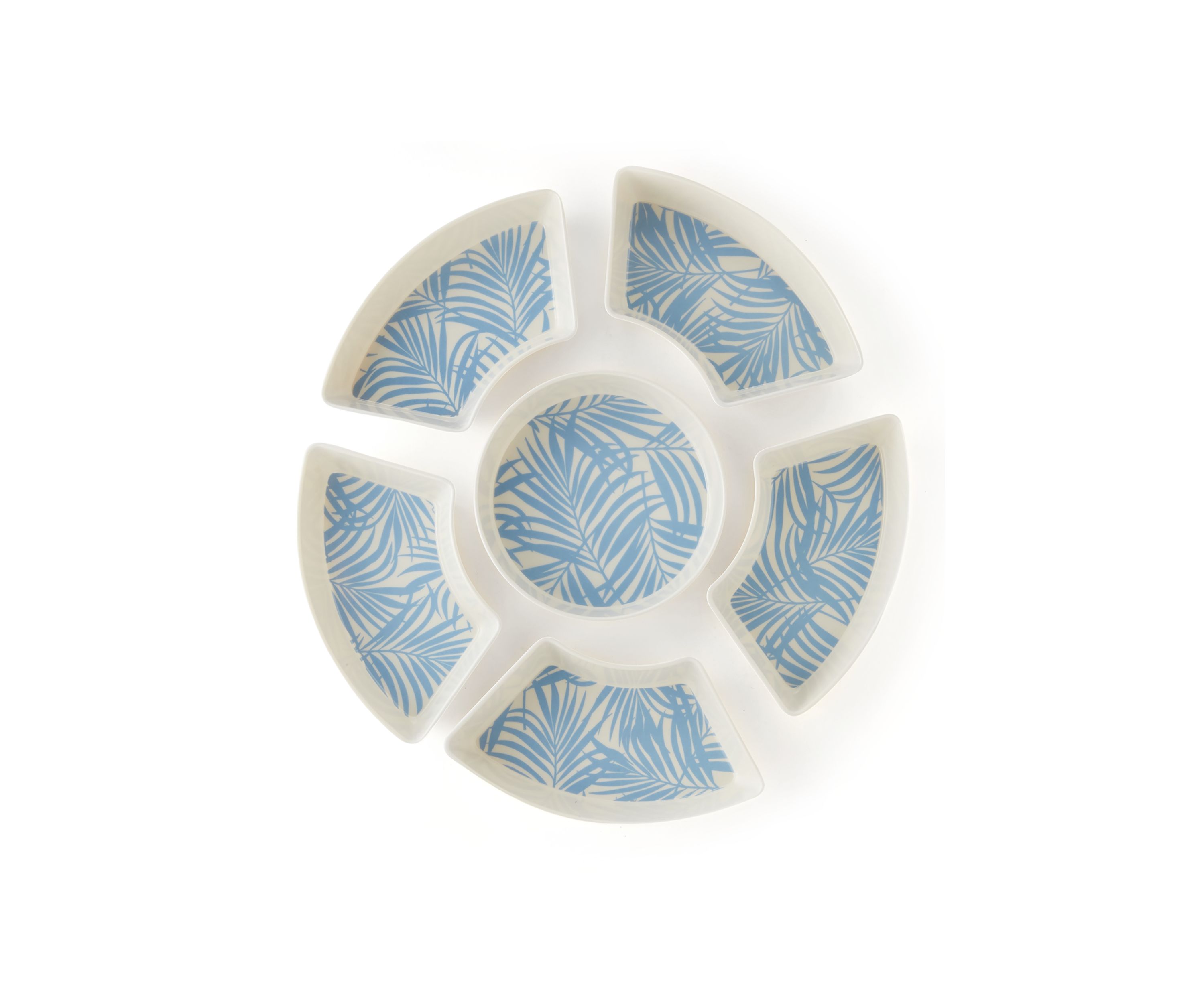 Blue Palm Printed Chip & Dip Serving Set