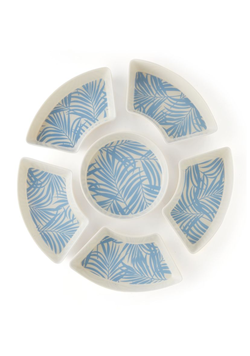 Blue Palm Printed Chip & Dip Serving Set