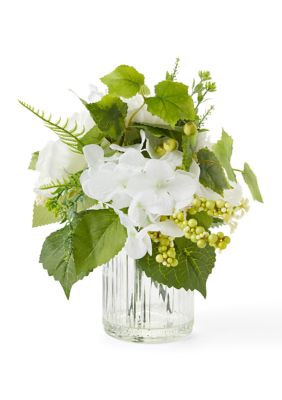 Crown & Ivy White Rose and Hydrangea in Vase