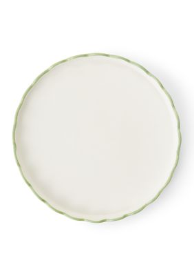 Green Rim Scallop Large Serving Tray
