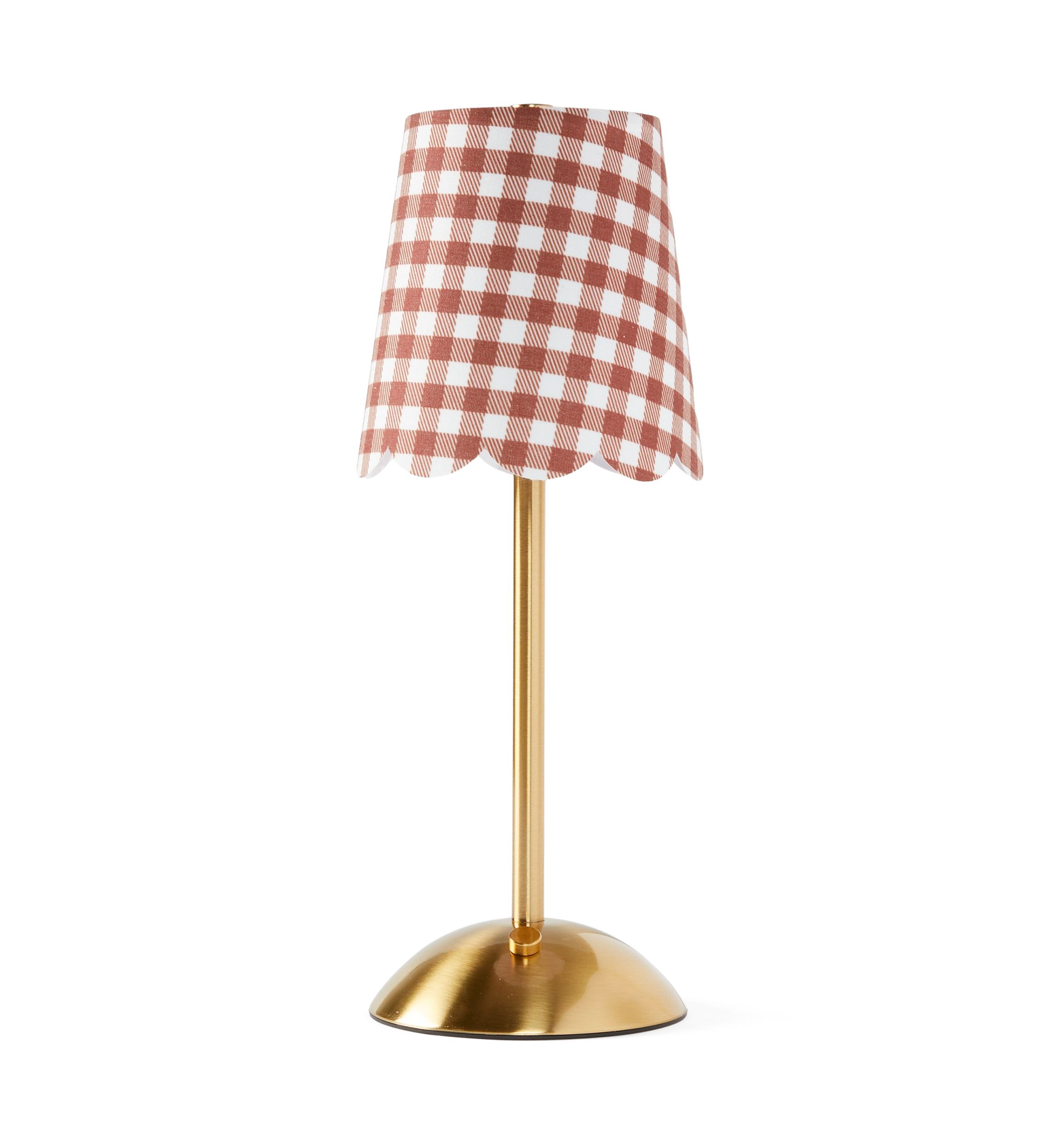 Gingham Brown and Gold Lamp