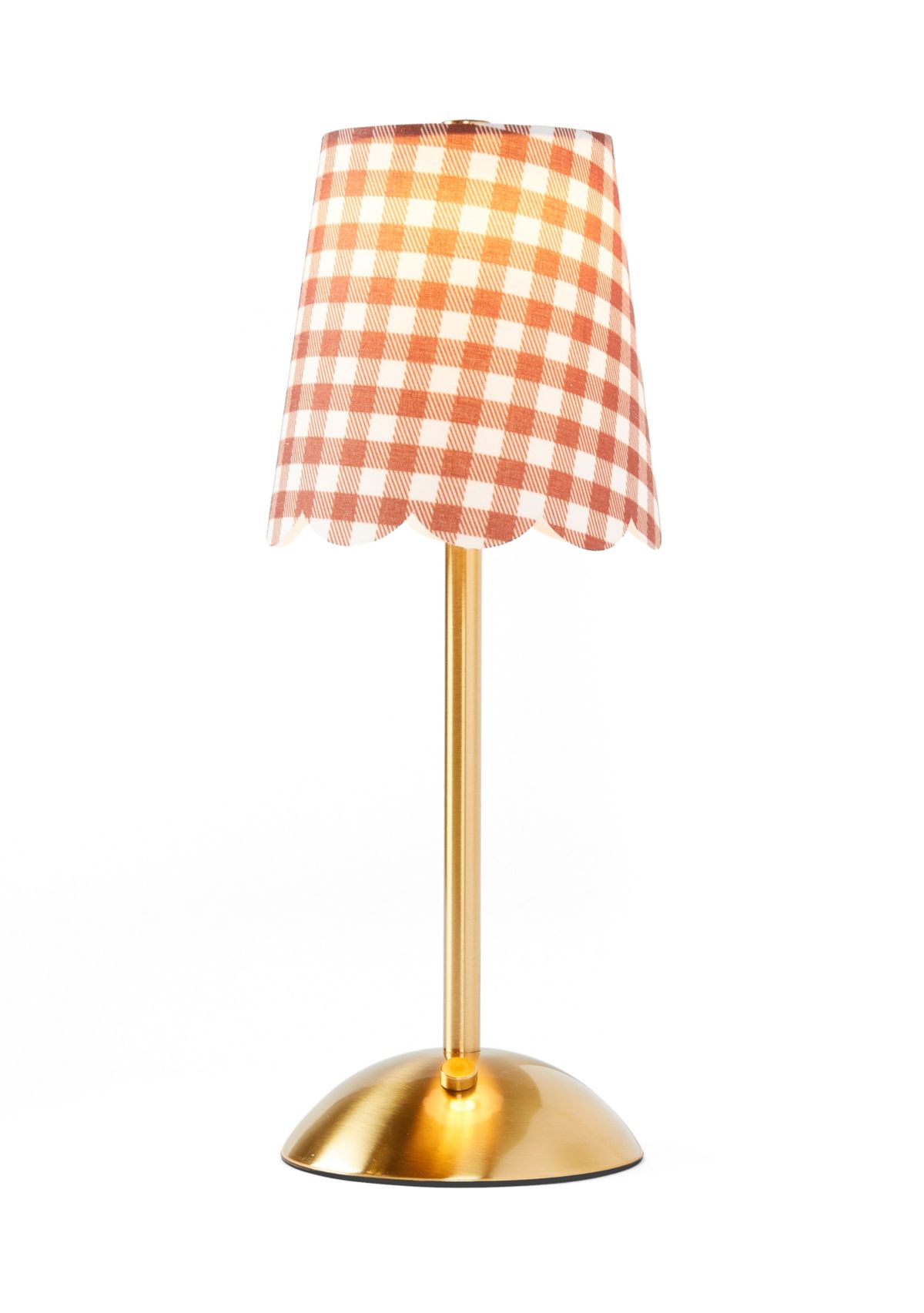 Gingham Brown and Gold Lamp