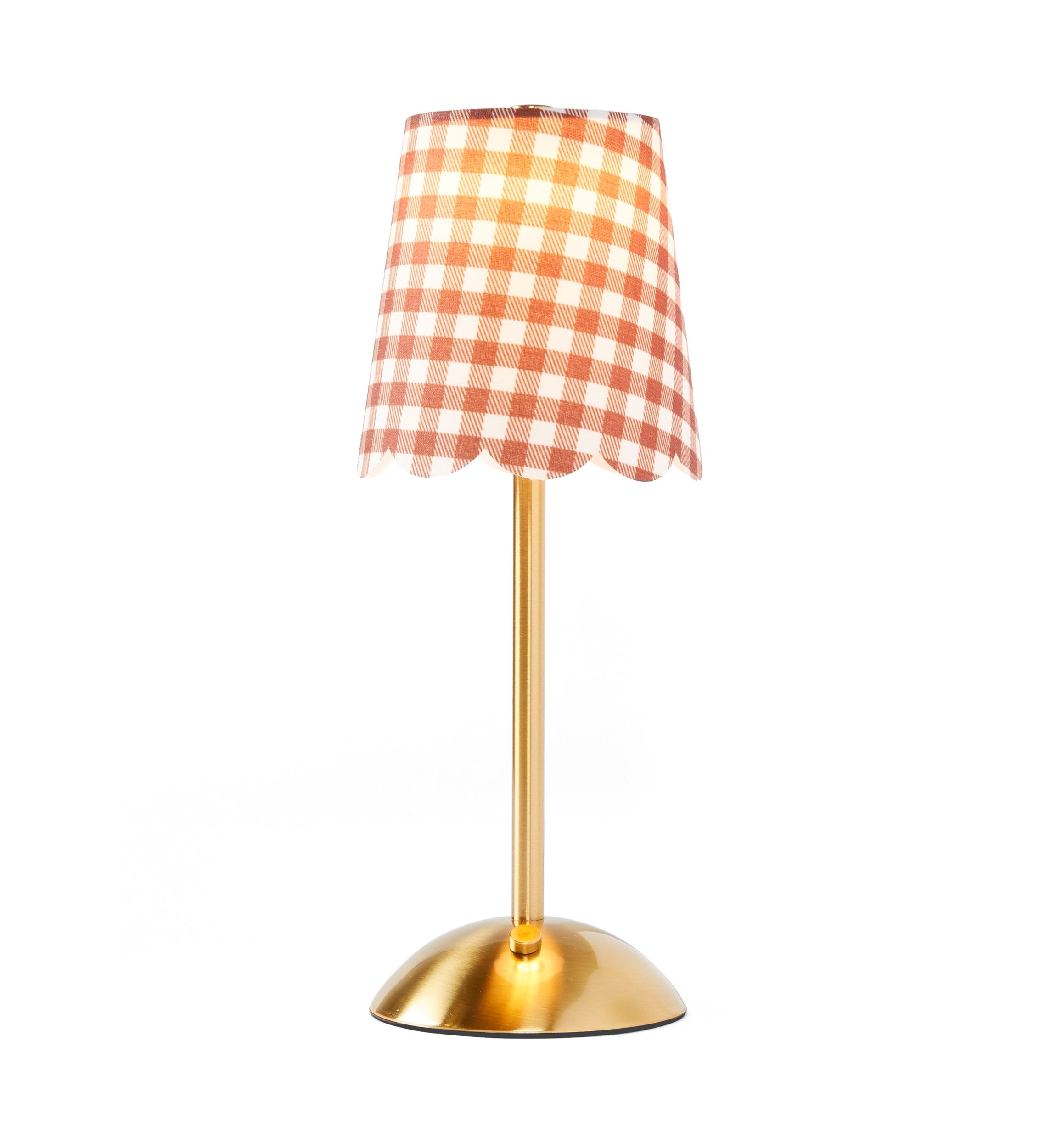 Gingham Brown and Gold Lamp
