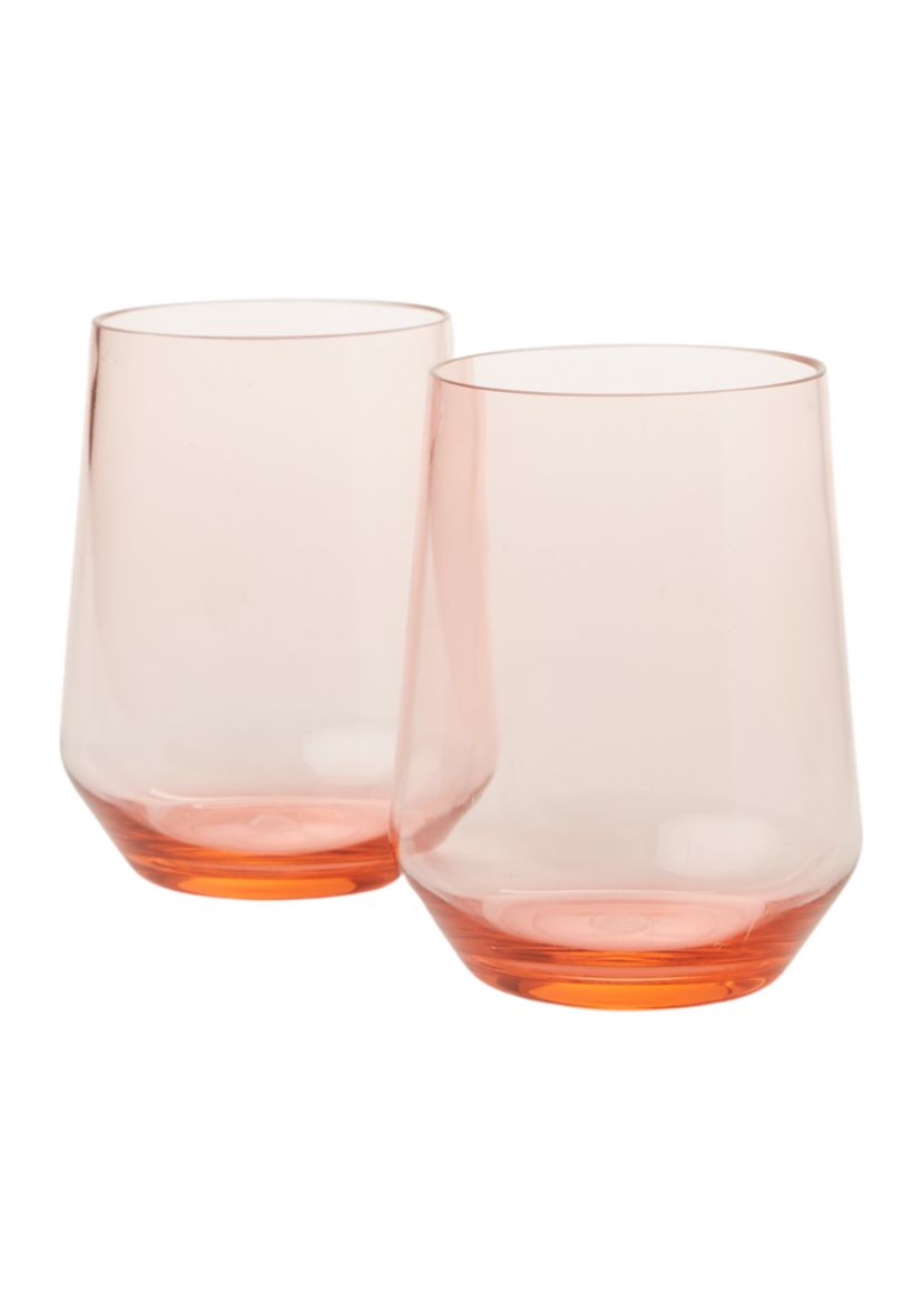 Set of 2 Peachy Keen Stemless Wine Glasses