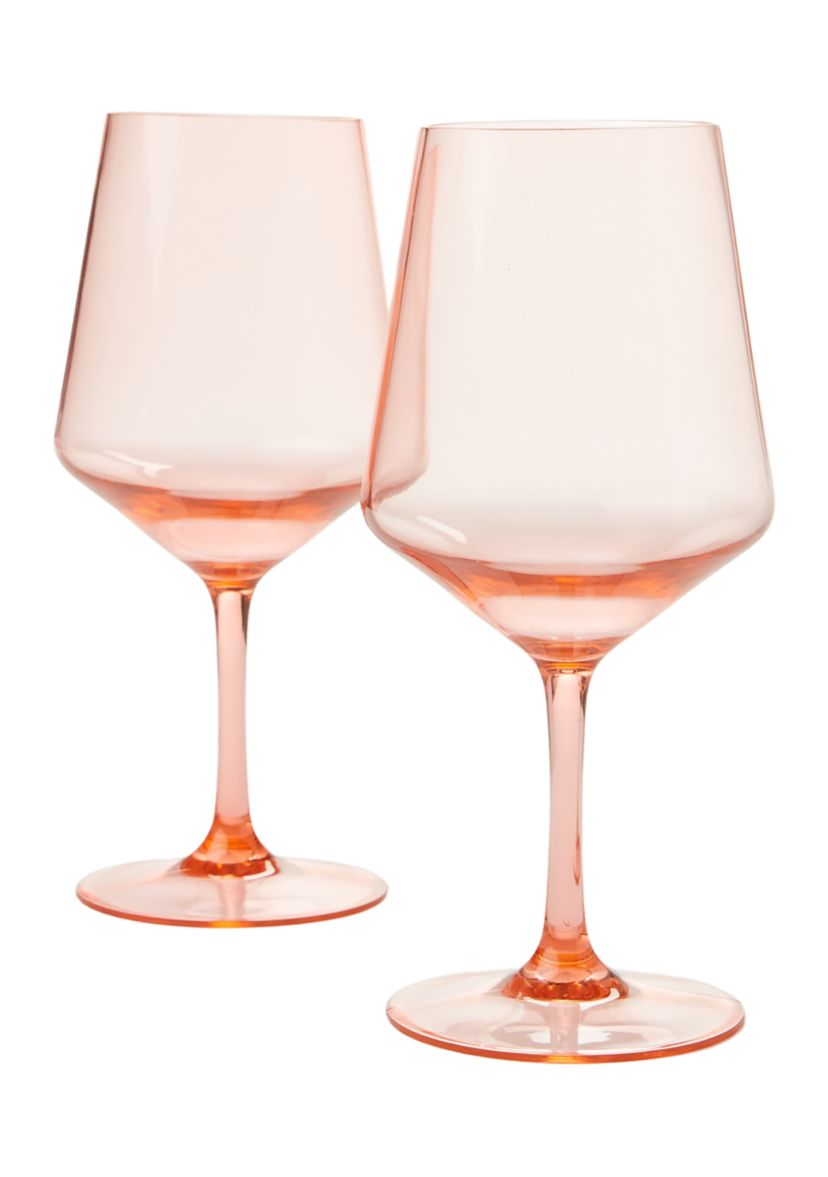 Set of 2 Peachy Keen Stemmed Wine Glasses