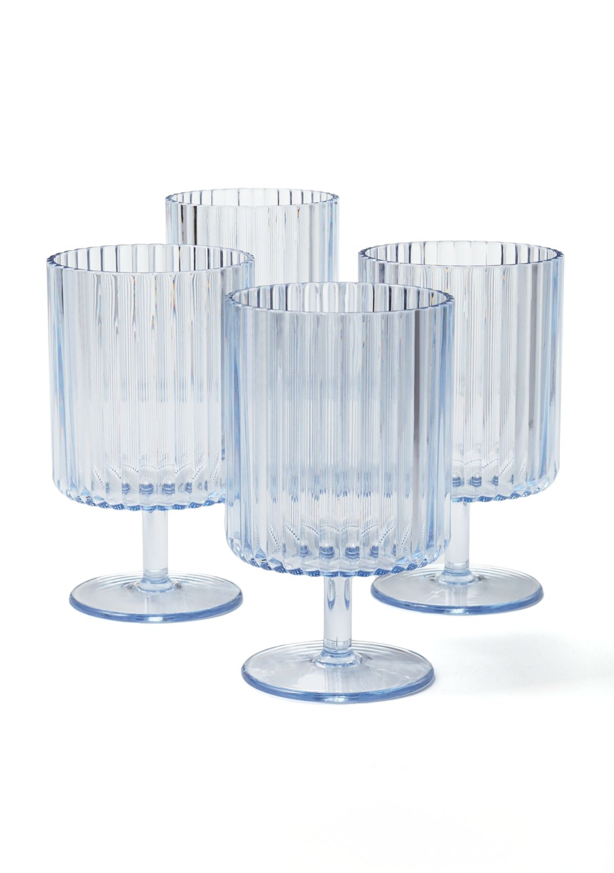 Clear Fluted Acrylic Goblet - Set of 4