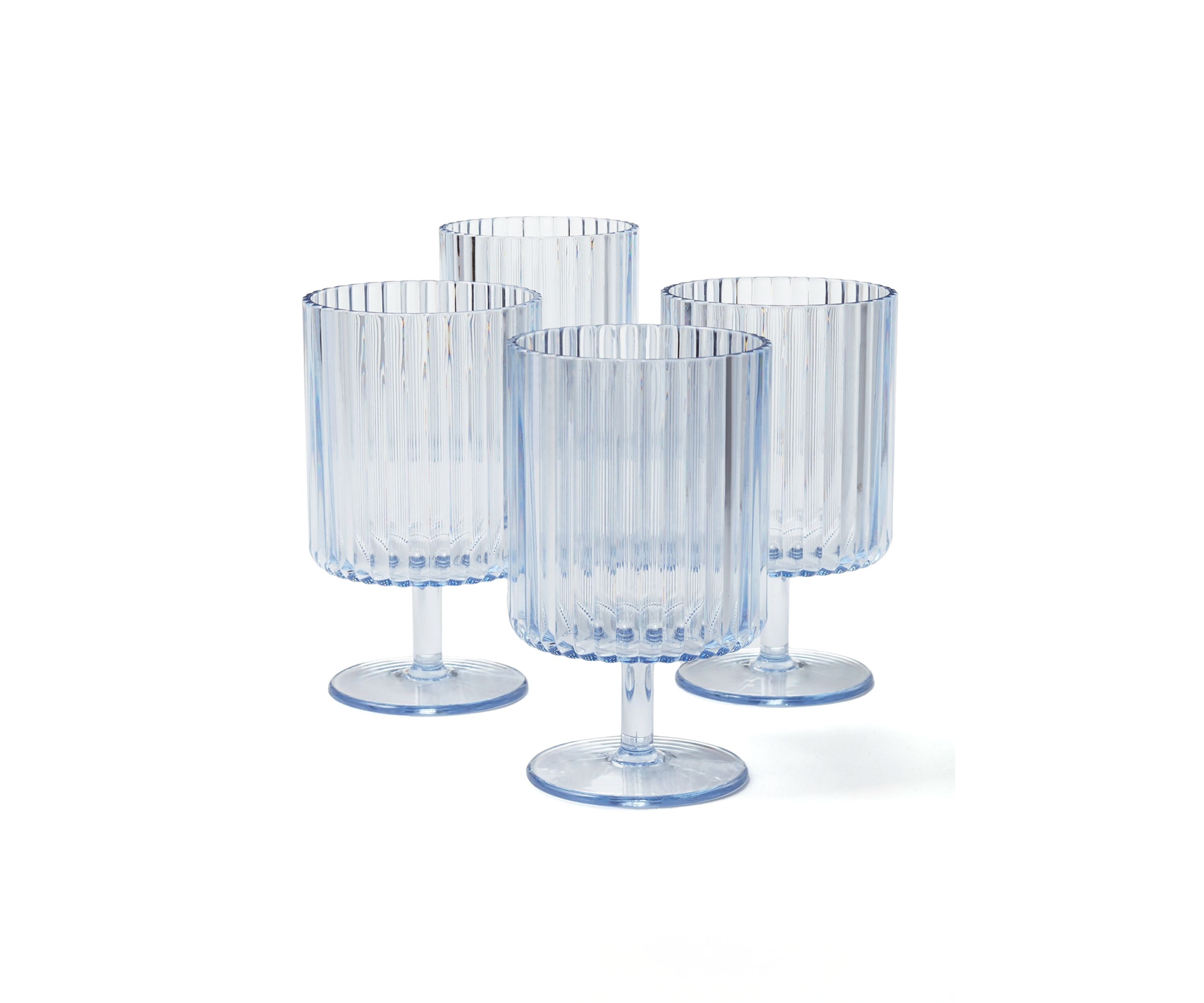Clear Fluted Acrylic Goblet - Set of 4