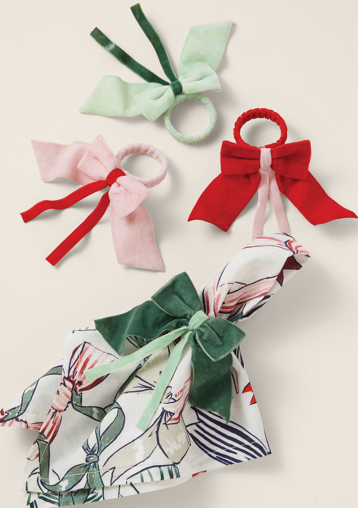 Sewing Down South x Crown & Ivy™ Decorative Velvet Bow Napkin Rings - Set of 4