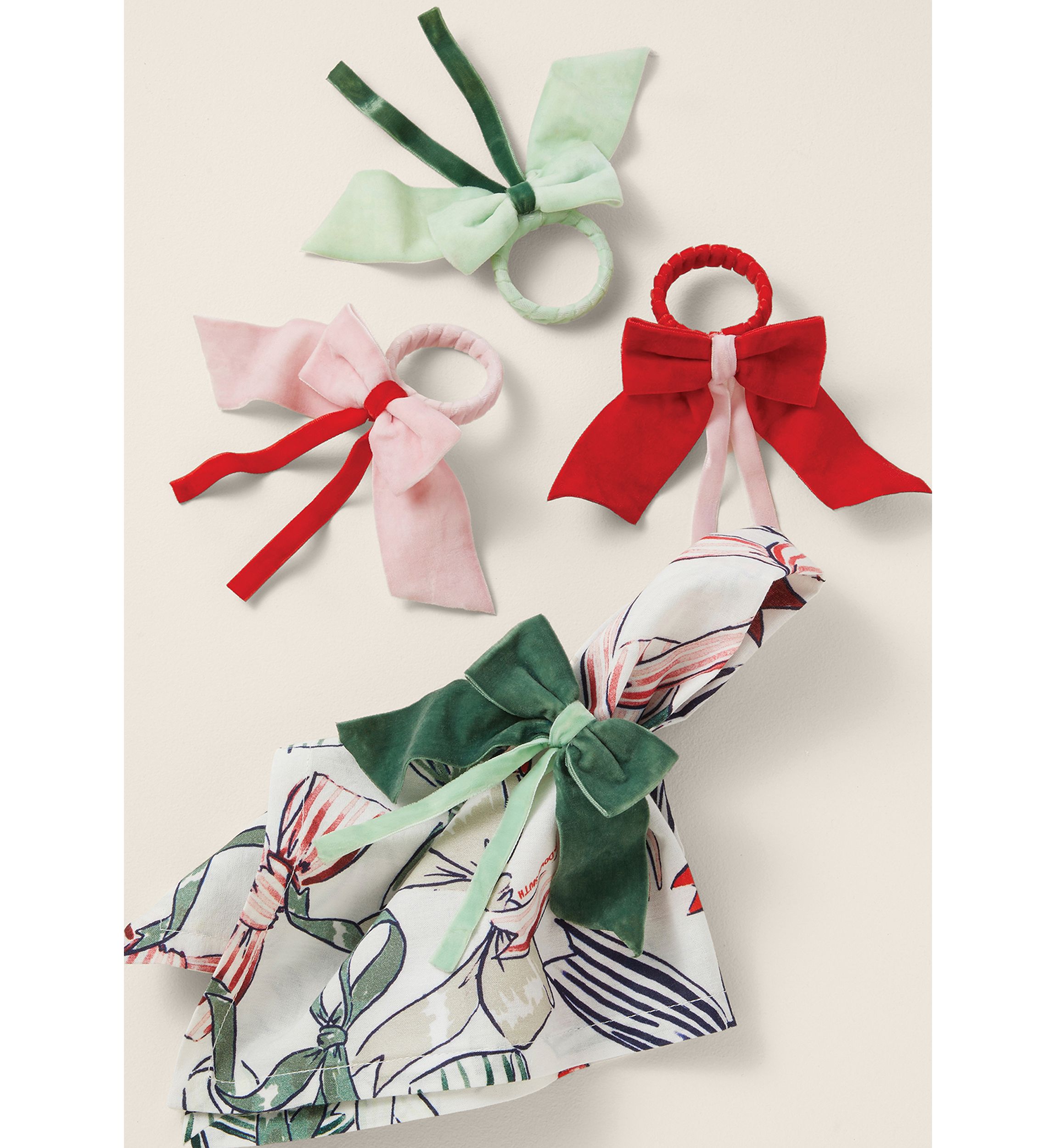 Sewing Down South x Crown & Ivy™ Decorative Velvet Bow Napkin Rings - Set of 4