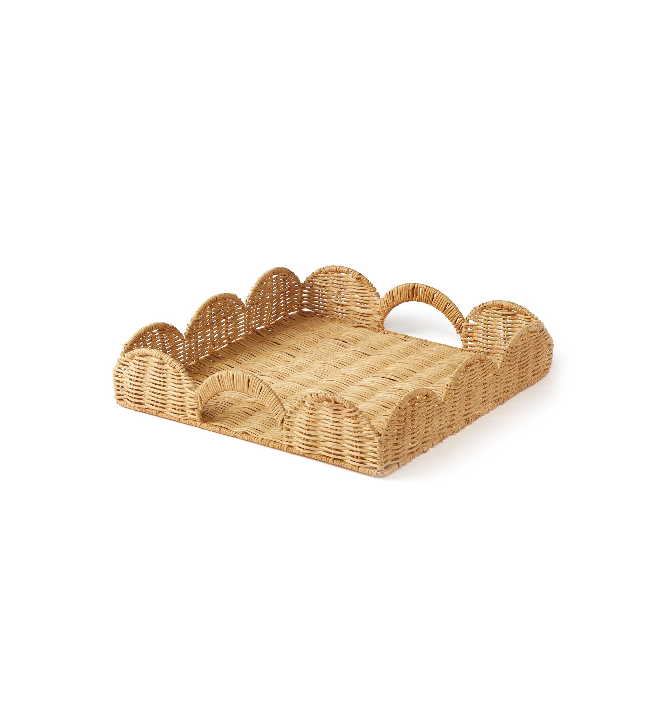 Rattan Scalloped Decorative Serve Tray