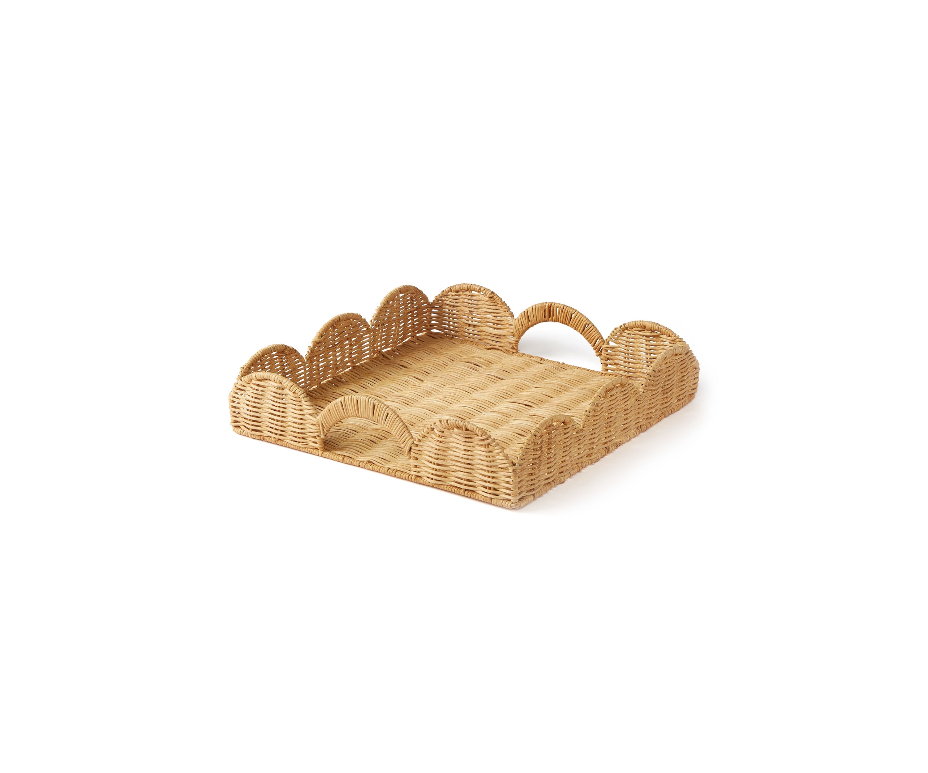 Rattan Scalloped Decorative Serve Tray