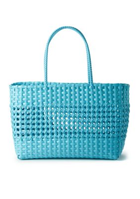 Crown & Ivy Woven Solid Color Beach Bag, Turquoise
