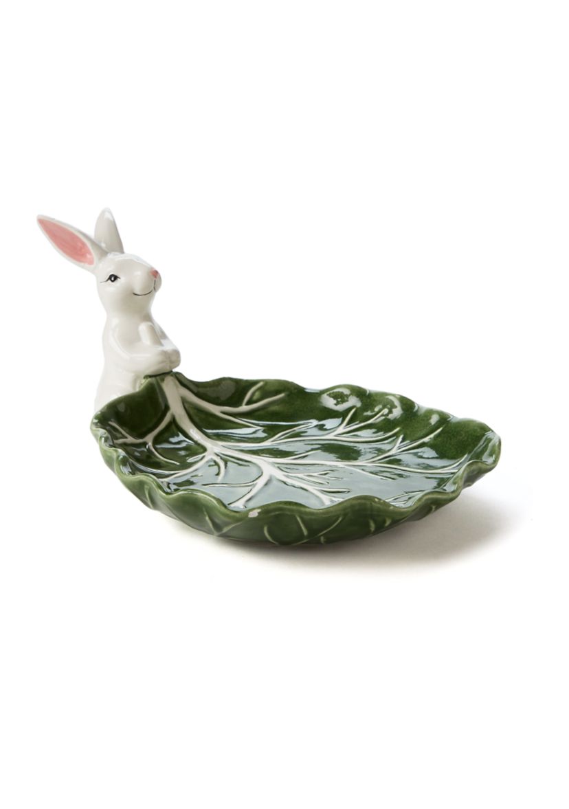 Bunny Cabbage Leaf Candy Dish