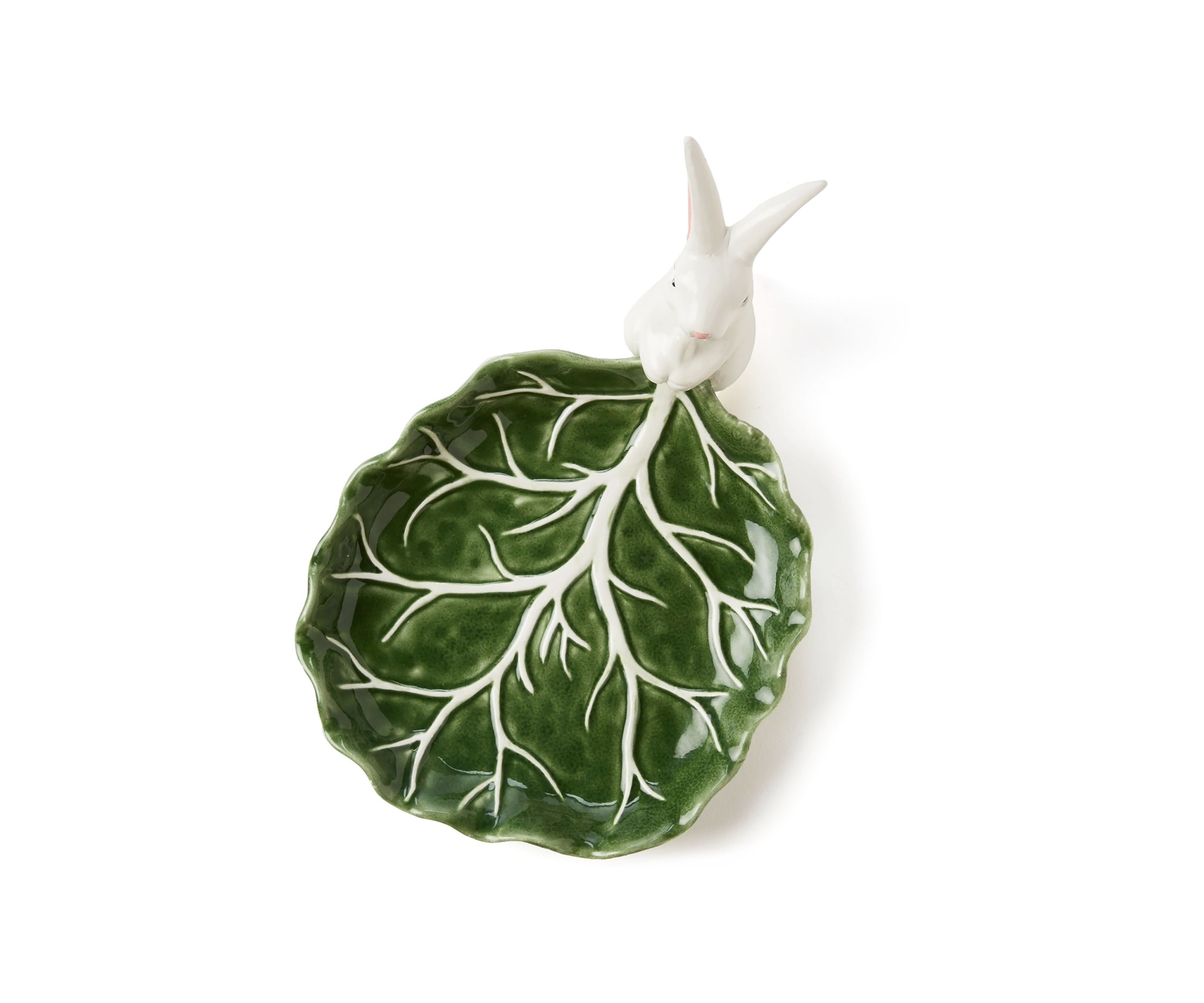 Bunny Cabbage Leaf Candy Dish