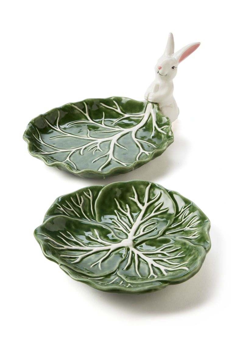 Bunny Cabbage Leaf Candy Dish