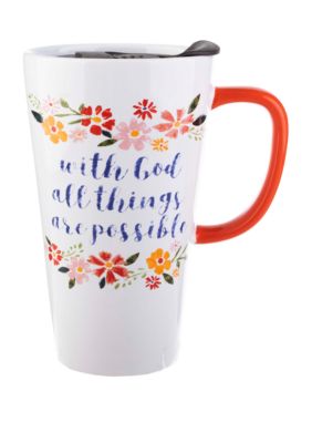 Modern Southern Home 13 Ounce Latte Mug With Lid With God All
