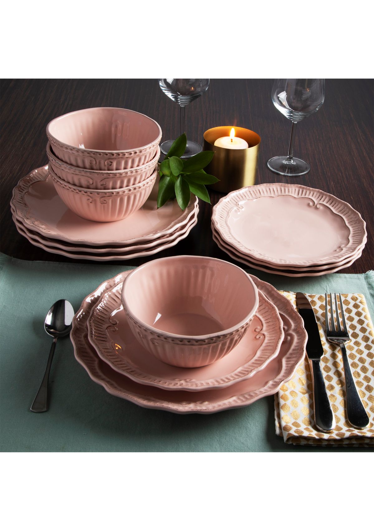 Capri Blush 12 Piece Dinnerware Set 