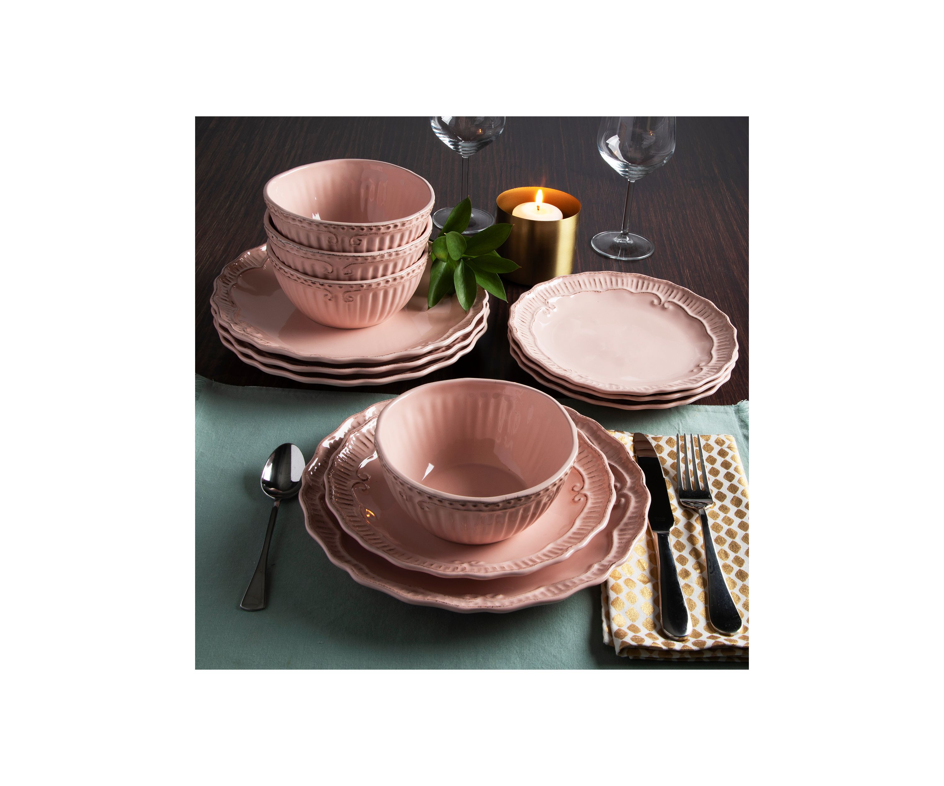Capri Blush 12 Piece Dinnerware Set 
