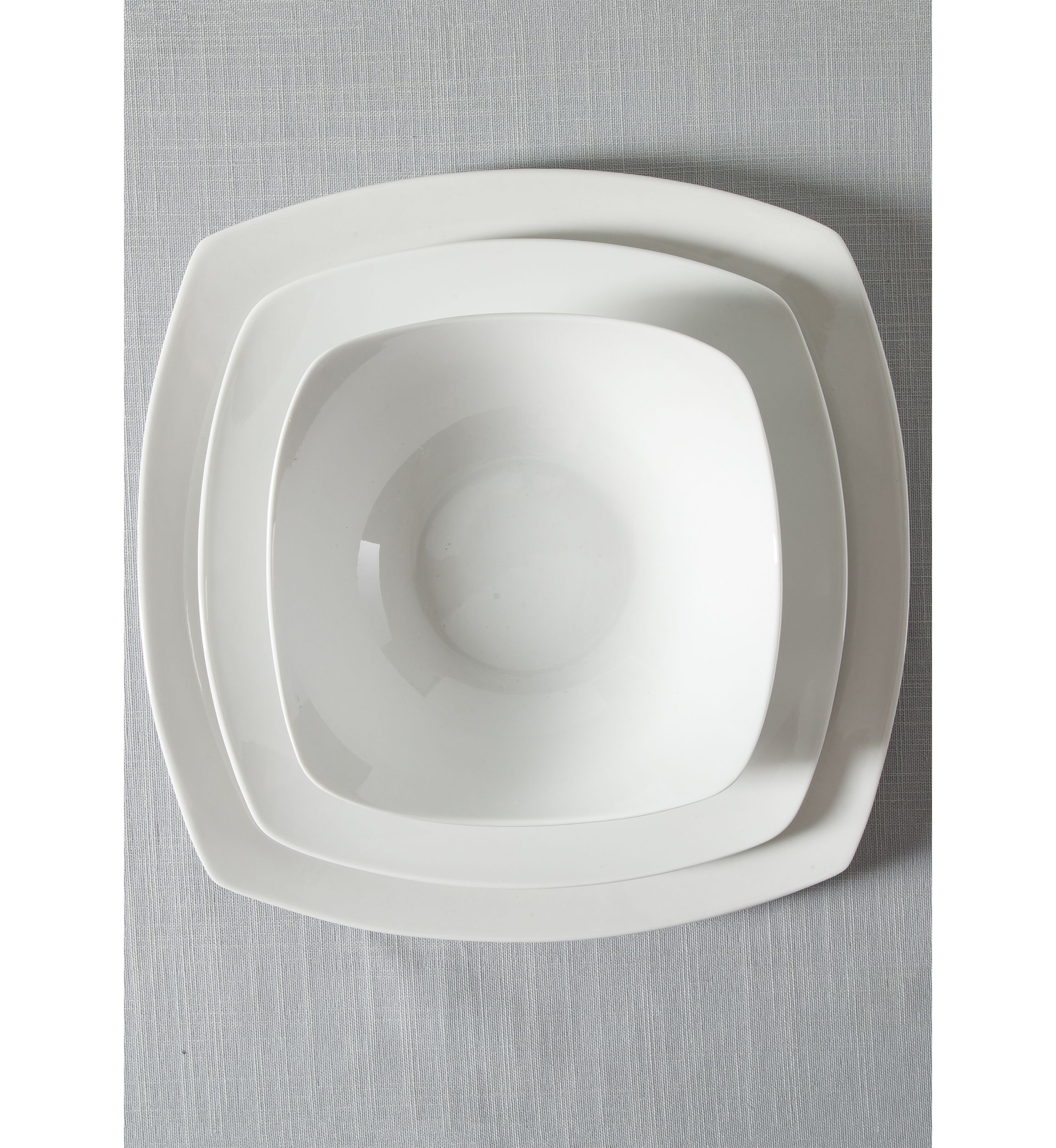 12 Piece Signature White Soft Square Plates