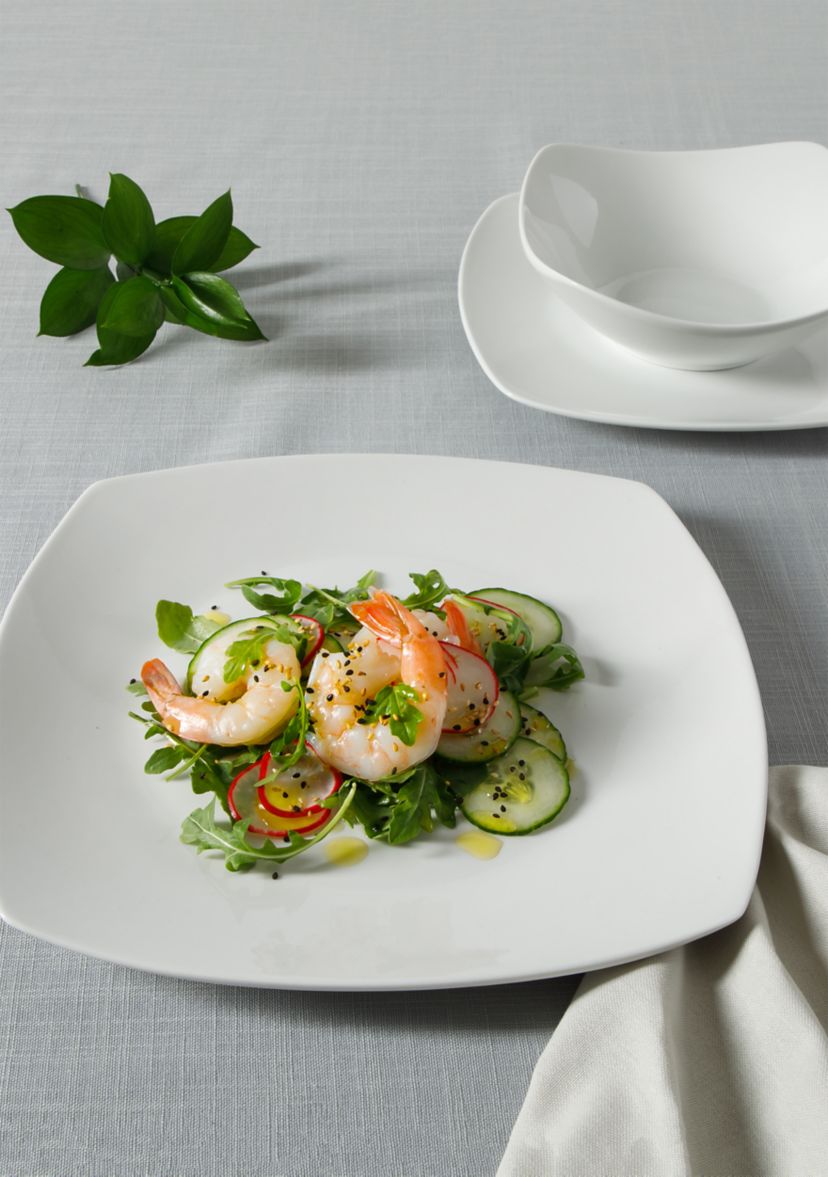 12 Piece Signature White Soft Square Plates