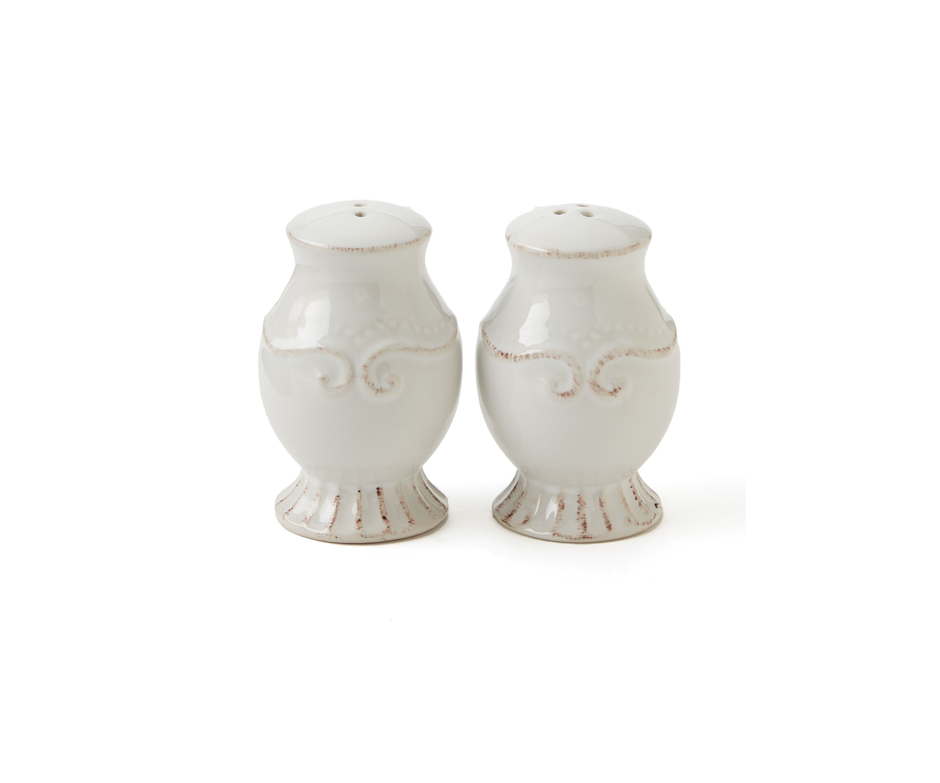 Capri White Salt & Pepper Shakers